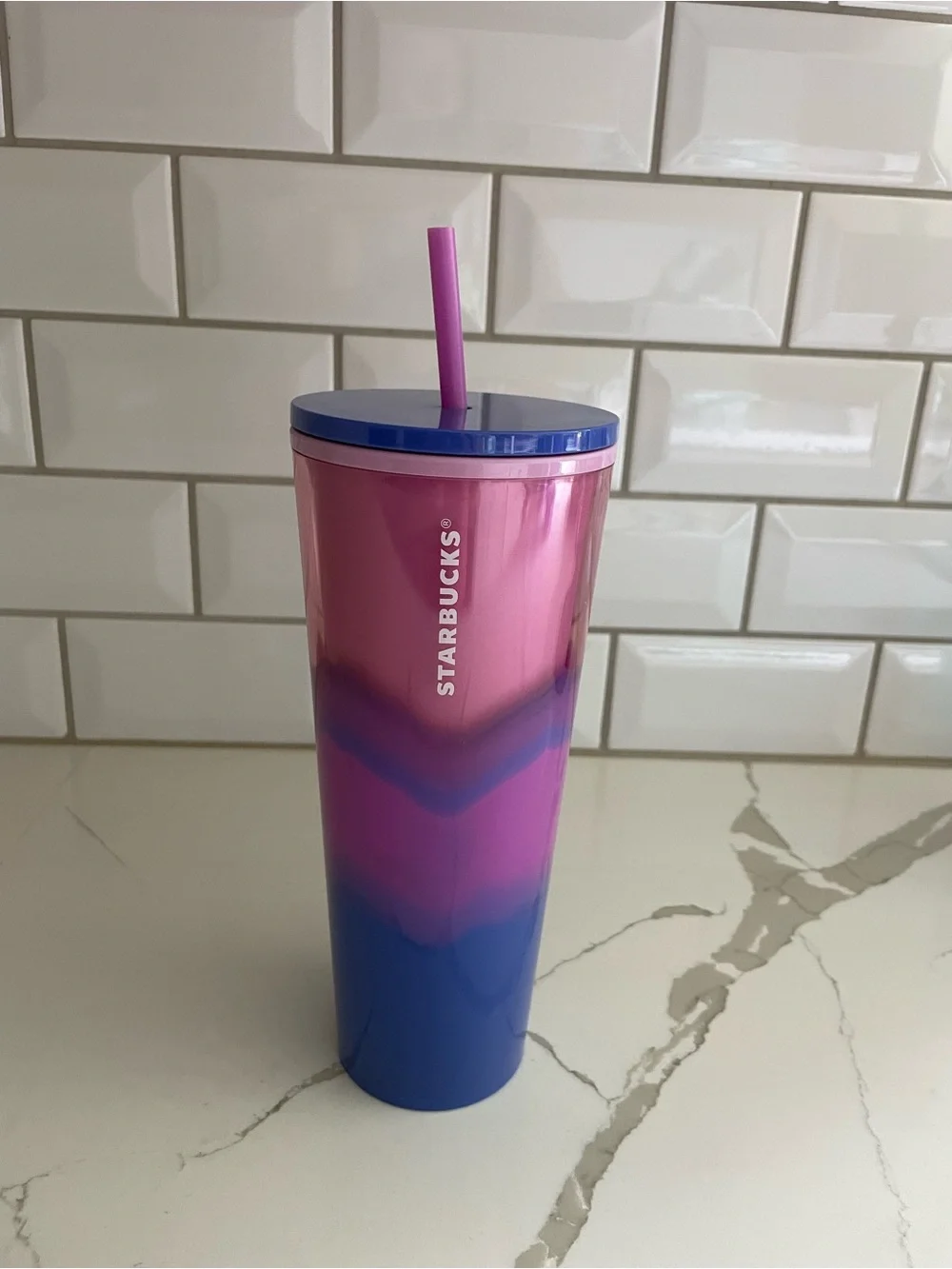 Starbucks Summer 2021 Color Wave pink purple blue gradient 24oz venti Cup Tumble